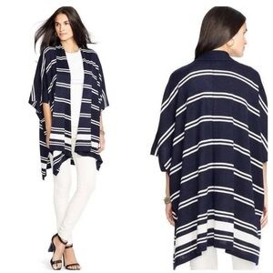 Gorgeous Lauren Ralph Lauren Striped Cashmere Silk Open Front Cardigan Sweater S